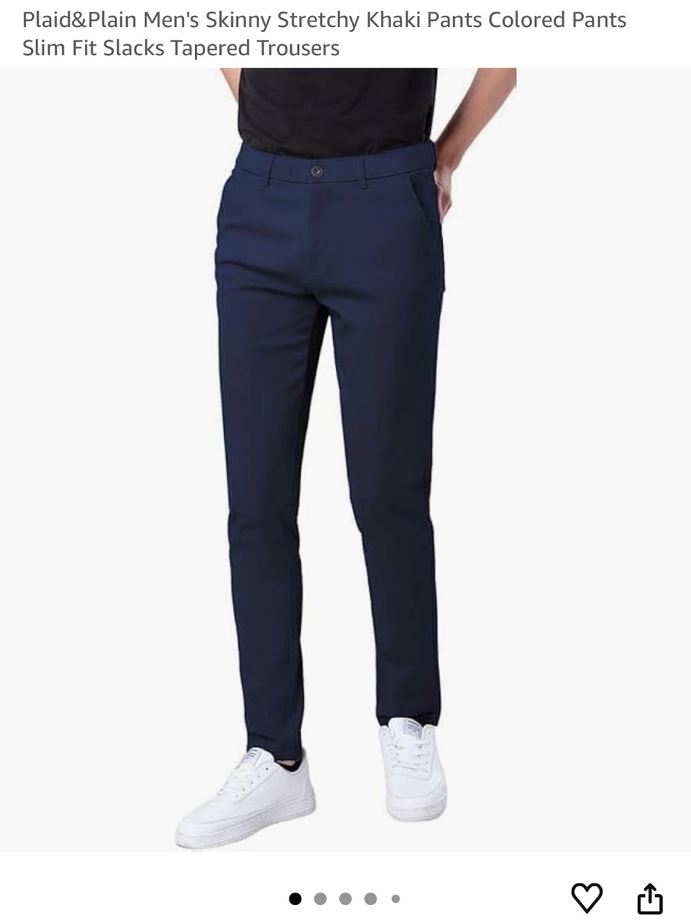 Plaid&Plain Men's Navy Blue Skinny Stretch Pants